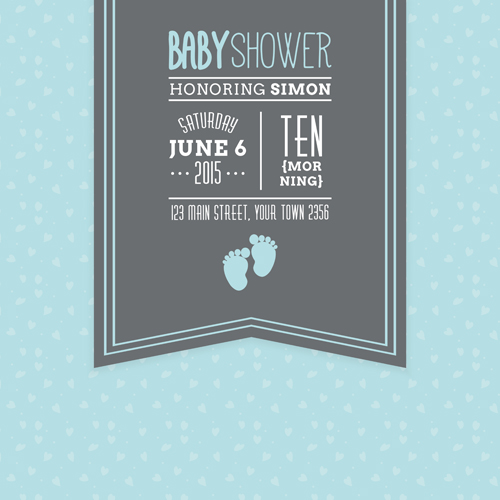 Retro baby shower cards 04 vector shower cards baby   