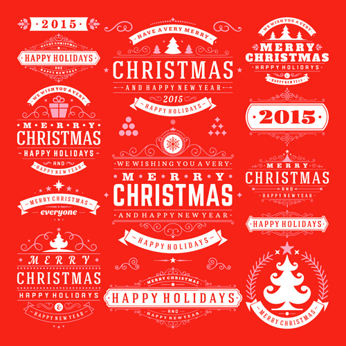 2015 christmas with happy holiday labels vector 05 labels holiday happy christmas 2015   