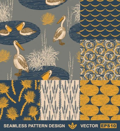 Swan and Lakes hand drawn vector pattern pattern hpainted background   