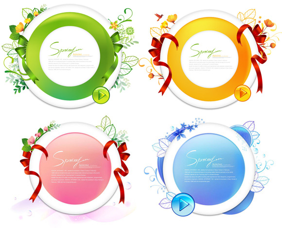 Ribbon flowers round vector round ribbon flowers   