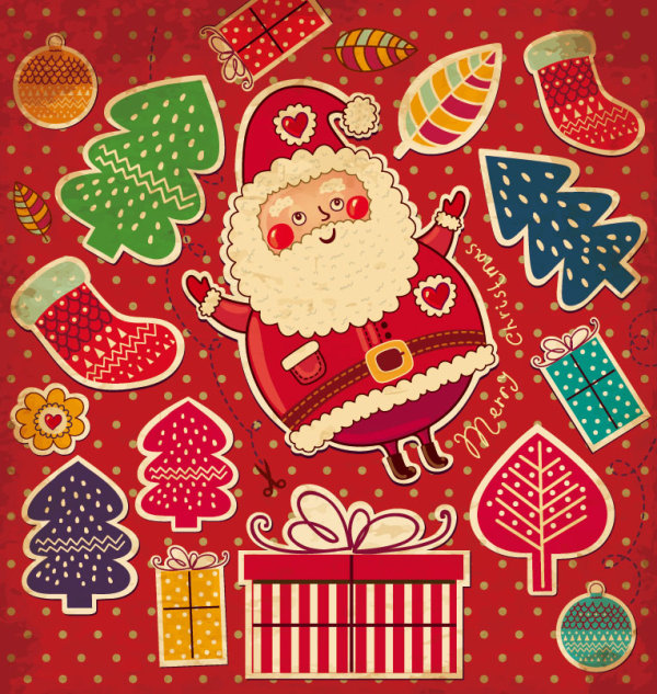 Santa Claus and xmas Stickers vector grahpic 01 xmas stickers sticker santa Claus   