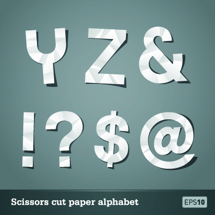 Vector Scissors cut paper alphabet art 04 scissors paper alphabet   
