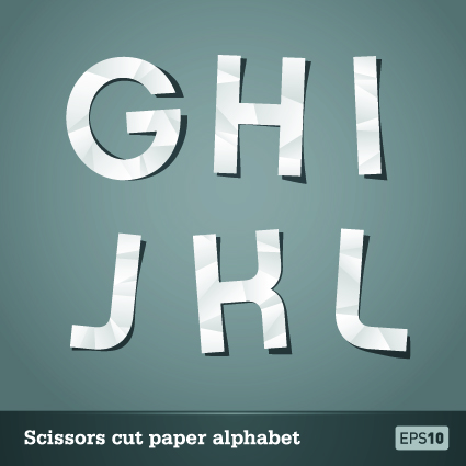 Vector Scissors cut paper alphabet art 02 scissors paper cut alphabet   
