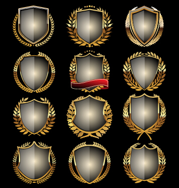 Glass laurel wreath badges vector 03 laurel wreath glass badges   