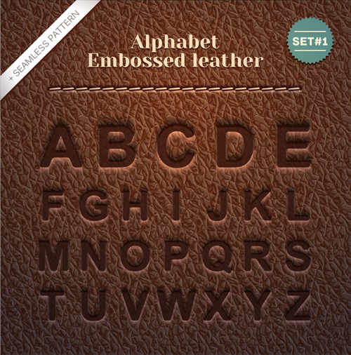 Embossed leather alphabet vector leather embossed alphabet   