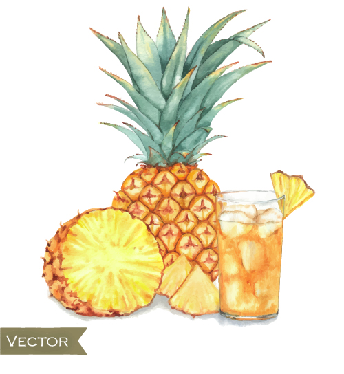 Hand drawn cocktail watercolor vector material 09 watercolor hand drawn cocktail   