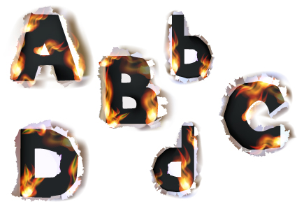 Different Alphabet fire paper vector material 05 paper material fire different alphabet   