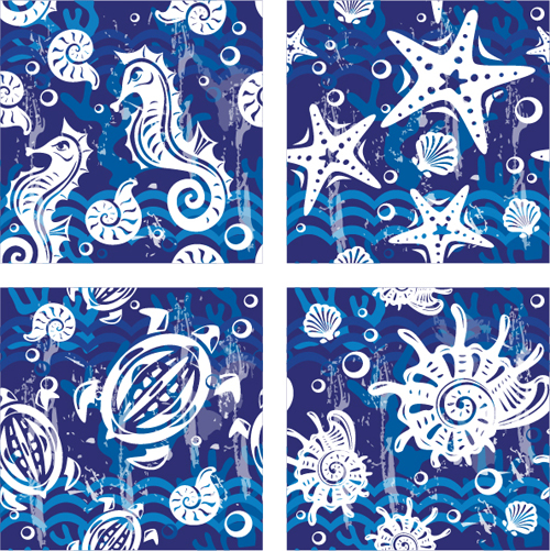 Nautical elements blue seamless pattern vector 08 seamless pattern nautical elements blue   