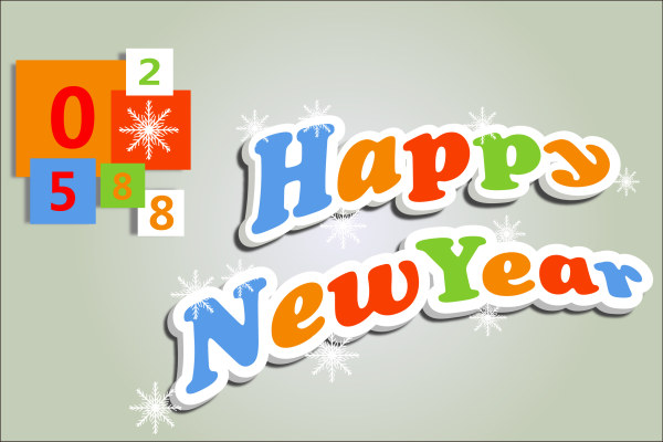 Cute 3D Happy New Year text design vector year new year new happy cute   