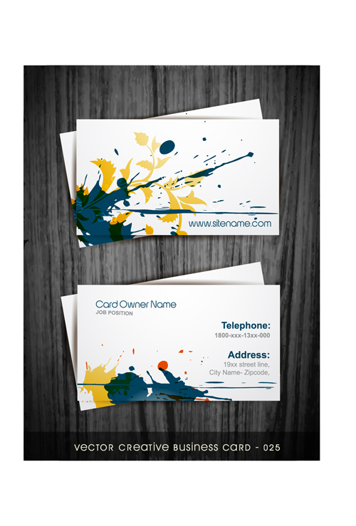Watercolor splash business cards vector graphic 02 watercolor splash business cards business card business   