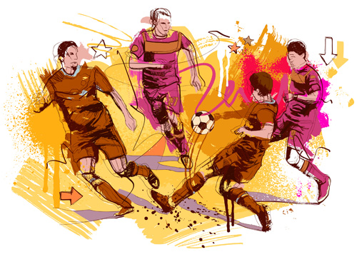 Soccer sport hand drawn vector 04 Sport Soccer hand drawn   