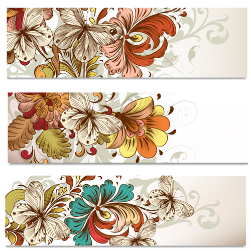 Flowers and butterflies banners vectors 03 vectors flowers flower butterflies banners banner   
