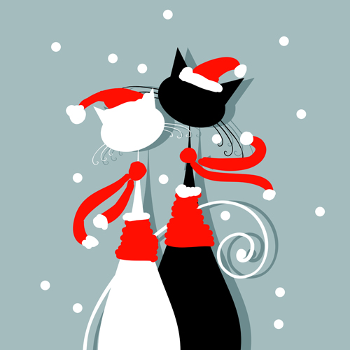 Amusing Christmas cats vector graphics 01 vector graphics christmas cats Amusing   