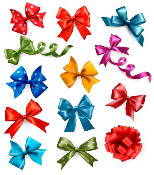 Shiny ribbon with bow vector set 01 shiny ribbon bow   