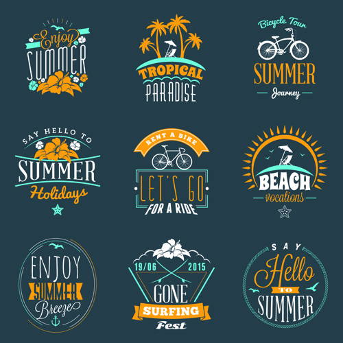 Summer holidays logos creative vector material 04 summer material logos holidays creative   