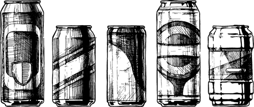 Beer cans vintage hand drawn vector vintage hand drawn Cans beer   