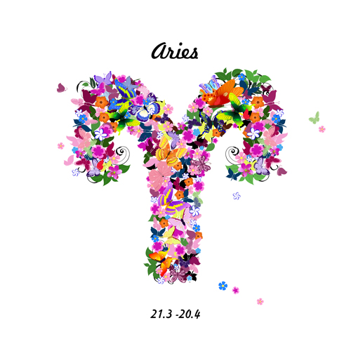 Vector horoscope flower set 01   