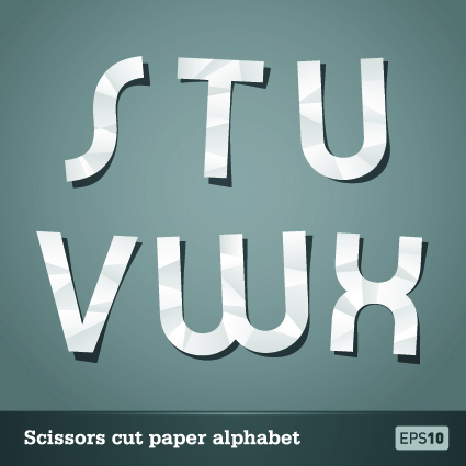 Vector Scissors cut paper alphabet art 03 scissors paper alphabet   