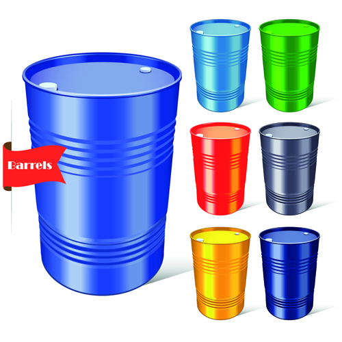 Vector set of colored barrel vector material 01 material colored barrel   