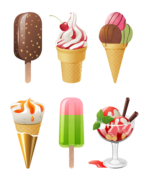 Summer delicious ice cream set vector 03 summer ice cream Delicious ice cream cream   