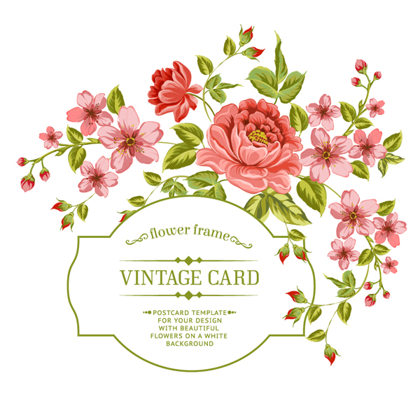 Flower frame vintage card vector vintage frame flower card vector   