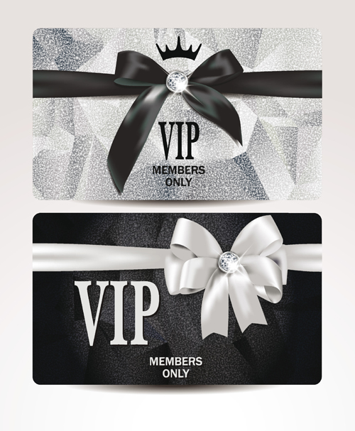 Shiny VIP card with ribbon bow vector   