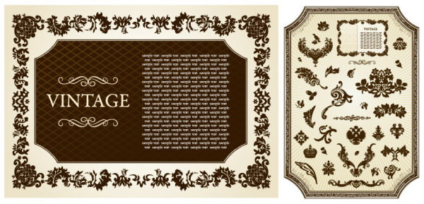 Antique floral frame vector 92500 pattern classical border   