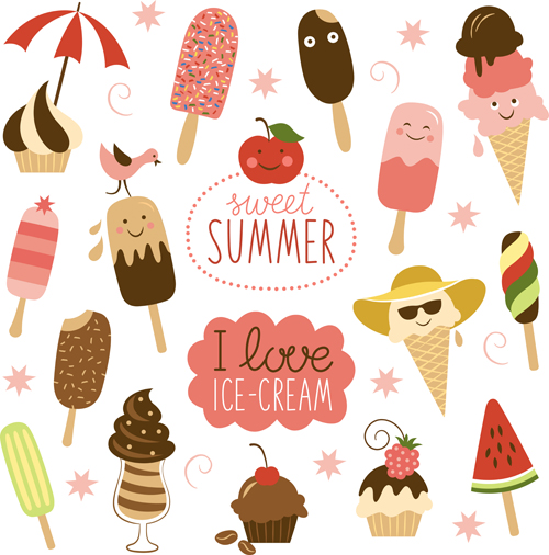 Summer delicious ice cream set vector 05 summer ice cream Delicious ice cream Delicious cream   