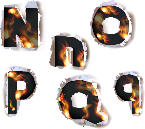 Different Alphabet fire paper vector material 04 paper material fire different alphabet   