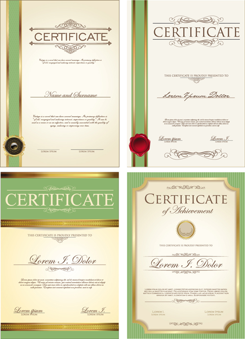 Gold border certificate template vector material 02 gold certificate template certificate border   