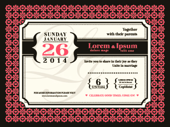 Wedding date invitations vector 01 wedding invitation date   