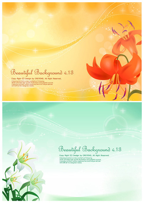 Beautiful Floral background vector graphic design material text flowers cards background   