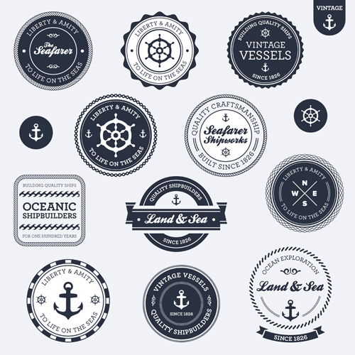 Set of Nautical labels vector 01 nautical labels label   