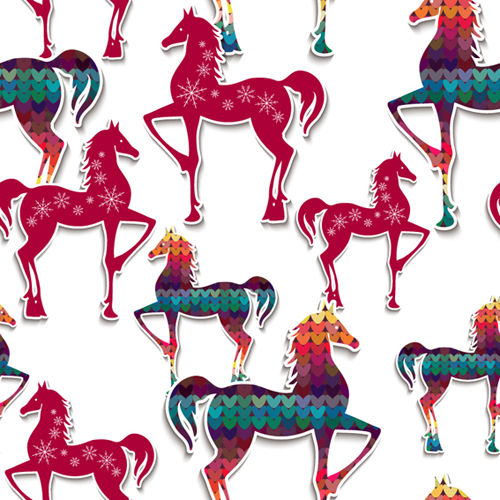 Paper floral horse vector seamless pattern seamless pattern paper horse floral   