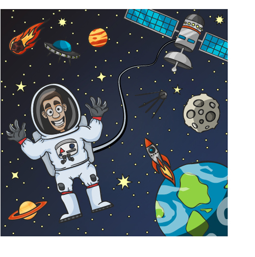 Cartoon astronauts with outer space vector 03 space Outer cartoon astronauts   