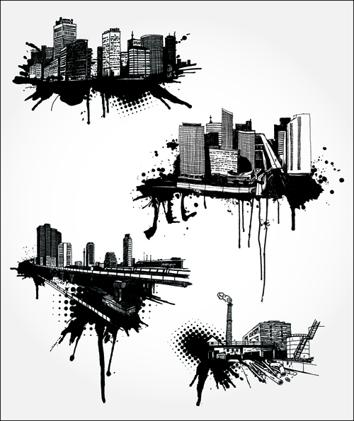 Black with white city building design vector 02 white city building city black   