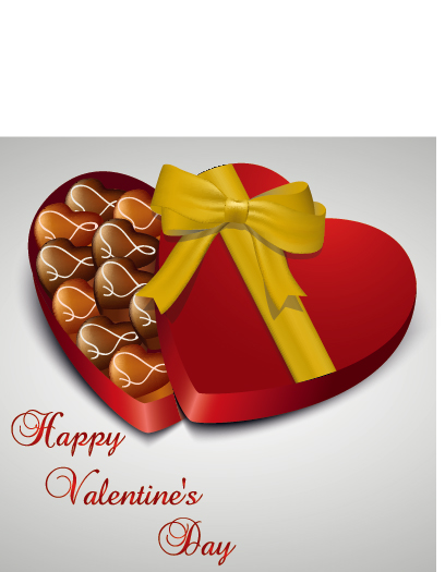 Heart candy with box valentine day vector Valentine candy box   