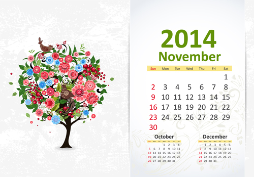 November 2014 Calendar vector November calendar 2014   