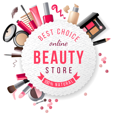 Beauty store business background vector   