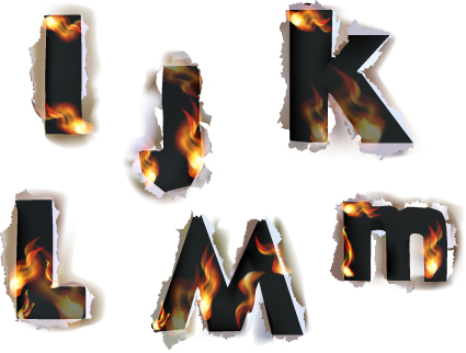 Different Alphabet fire paper vector material 03 paper material fire different alphabet   