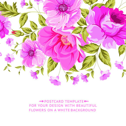 Pink flowers vintage card vector 02 pink flowers flower card vector card   
