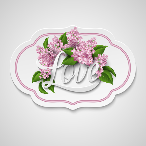 Valentine day card with pink flower vector 03   