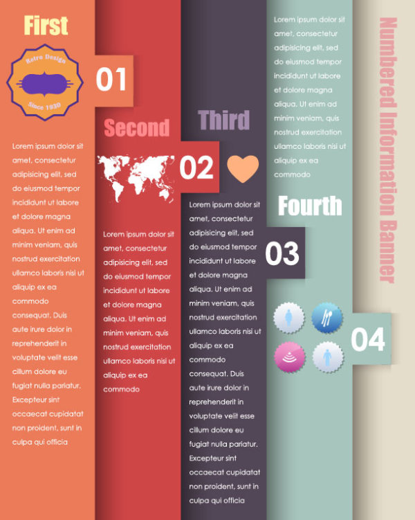 Set of Number of information banner vector graphic 01 number information banner   