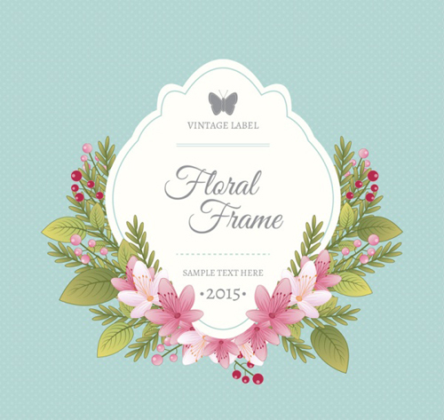 Vintage labels with floral frame vector vintage labels frame floral   