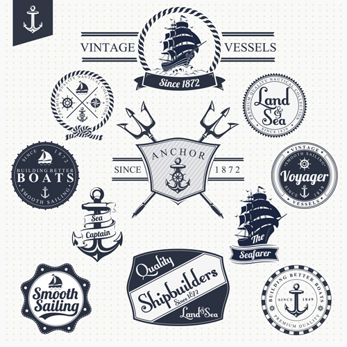 Set of Nautical labels vector 04 nautical labels label   