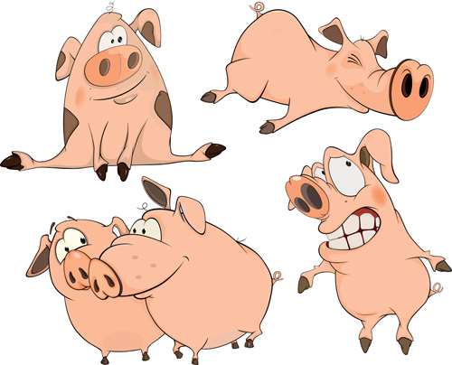 lovely pigs cartoon vector material 02 pigs material lovely cartoon   