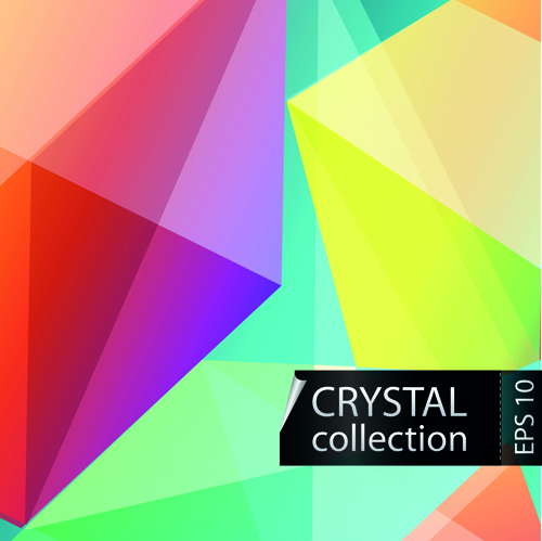 Colored crystal triangle shapes vector background 03 Vector Background triangle shapes crystal colored background   