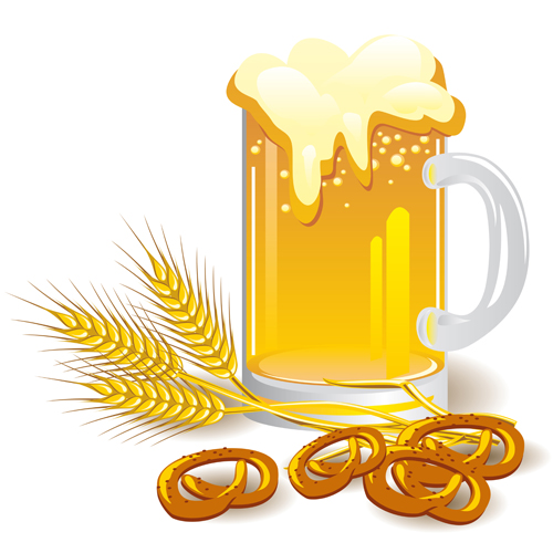 Glass beer with bagels vector material vector material material glass beer   