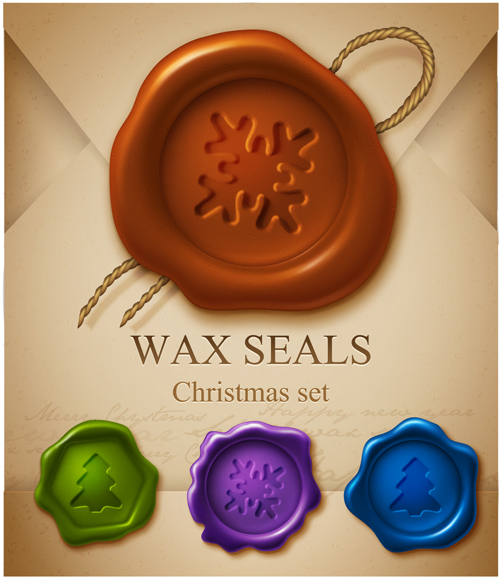 Set of Christmas Wax Seal elements vector graphics 04 wax seal elements element christmas   