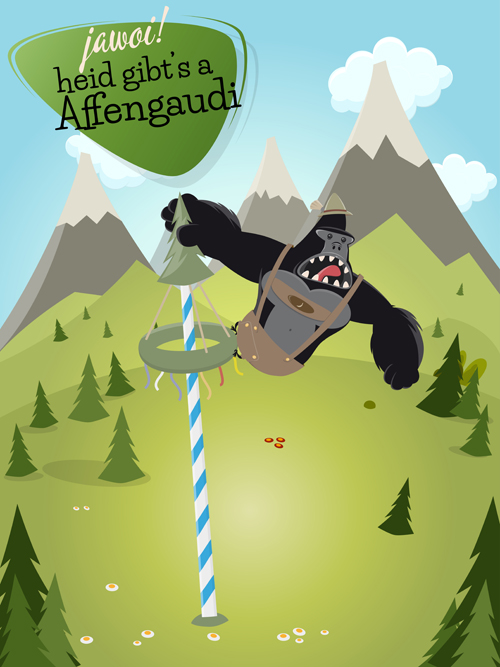 Cartoon gorilla and mountains vector mountains gorilla cartoon   